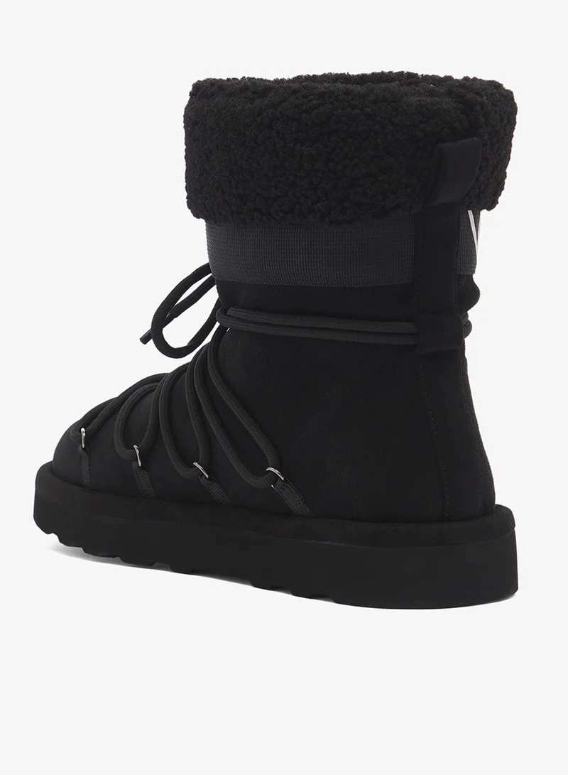 VALENTINO BY MARIO VALENTINO  Fur Detail Logo Ankle Snow Boots for Women | Best Price UAE
